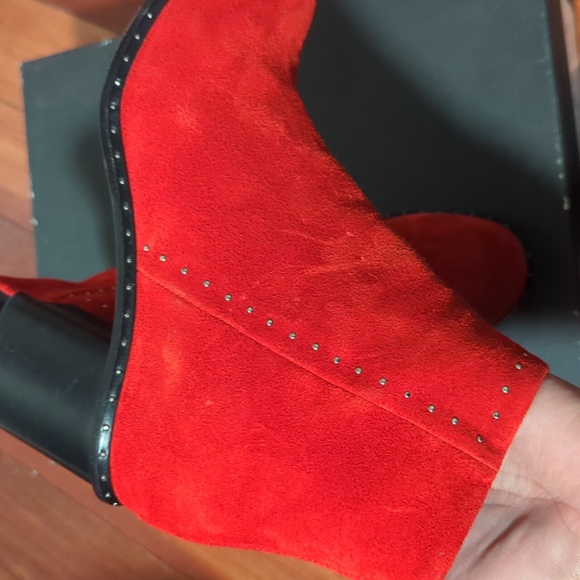 Rag and nd bone red suede willow stub boots 38 8 - Picture 3 of 10